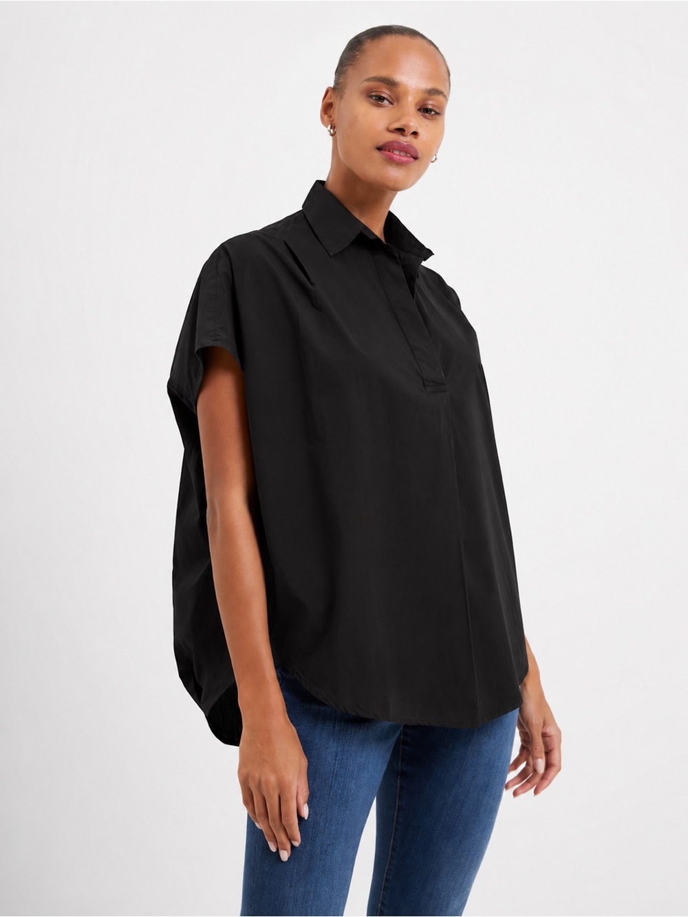 French Connection Black cap sleeve  Collared top